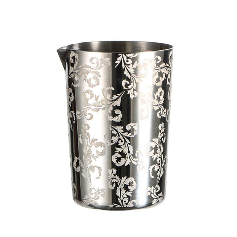 Wholesale stainless steel 304 mixing cup bar Milk Tea Flower Milk Cup 500ml wine cup foreign trade cross-border factory direct supply