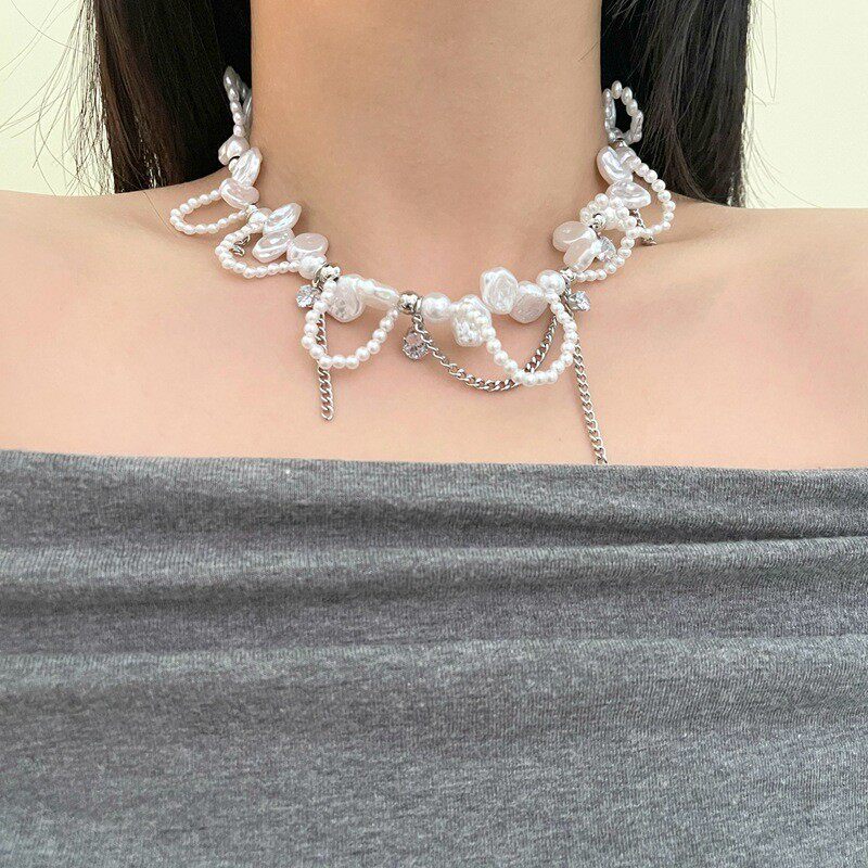 镶嵌彩钻爱心吊坠流苏项链四件套装百搭小众轻奢气质项饰叠戴锁骨