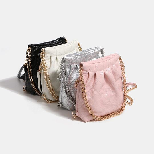 Mini Tramp Bag Women's 2024 New Arrival Rhombic Chain Backpack All-Match Small Backpack High-Level Shoulder Crossbody Bag