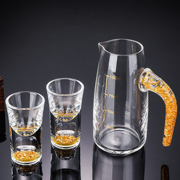 Bullet Cup Gold Foil White Wine suit Scale White Wine Cup Wine Dispencer Gift Box Household Gold-tracing Wine Cup Glass