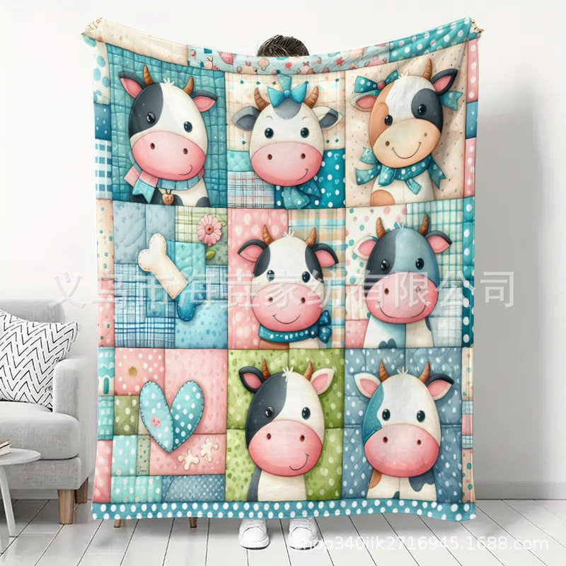 Cross-Border Flannel Blanket Customization Peripheral Diyjit Dropshipping Thickeneded Blanket Air-Conditioned Nap Blanket Independent Station