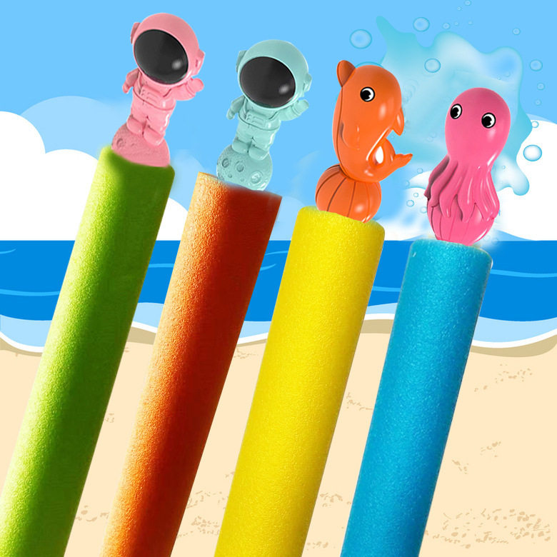定制跨境亚马逊玩具直筒泡沫EVA材质夏日沙滩戏水抽拉式水炮水枪