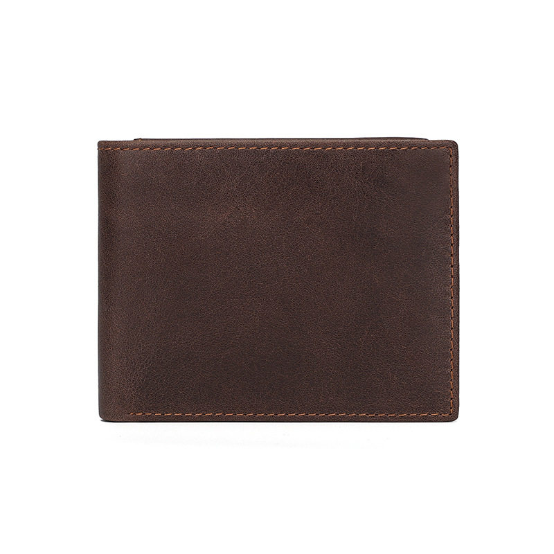 New minimalist retro leather wallet manufacturers foreign trade wholesale multi-card wallet gold clip horizontal coin bag