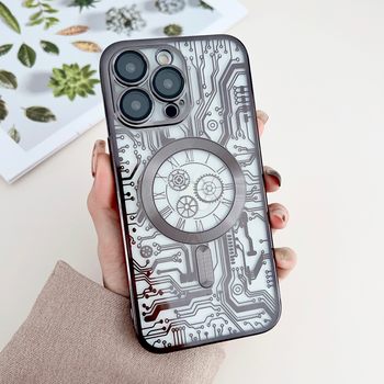 Suitable for Iphone17 Mobile Phone Case Mechanical Clock Magnetic All-Inclusive Lens Film Electroplating Transparent Apple 16 Protective Cover