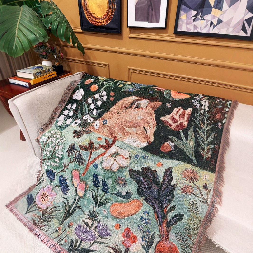Foreign Trade Cross-Border Domestic Sales Nap Blanket Cat Sofa Blanket Outdoor Camping Blanket Room Wall Blanket Tapestry Woven Blanket