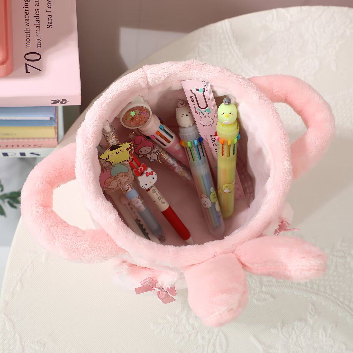 Cartoon Plush Household Desktop Storage Basket Dormitory Storage Box Cosmetic Storage Box Portable Sundries Storage Box