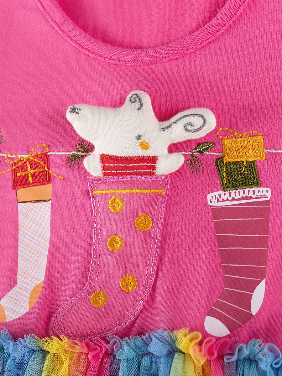 Autumn Girls' Tulle Dress, [Style] Long-sleeve Cartoon Kids' Dress