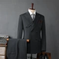 Dark gray double breasted (suit + suit pants)