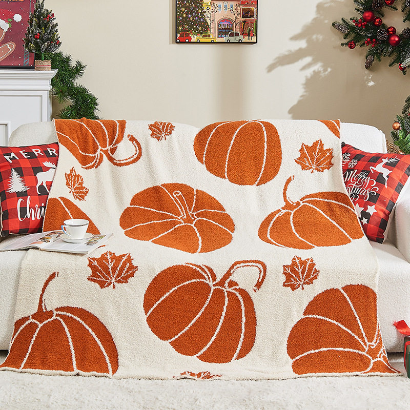 Cross-Border Exclusive Amazon Christmas Pumpkin Half-Velvet Blanket Blanket Office Sofa Leisure Nap Blanket