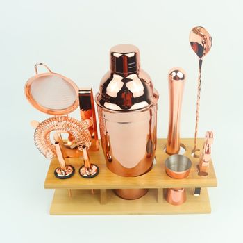 Cross-Border Cocktail Shaker Stainless Steel Bar Set 750ml Cocktail Glass Shaker Cocktail Glass Rose Gold Gift