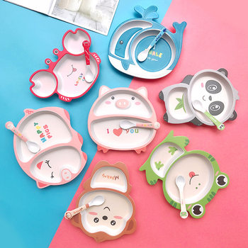 Creative Cute Cartoon Bamboo Fiber Children's Dinner Plate Household Kindergarten Children's Plate Baby's Dielectric Dinner Plate