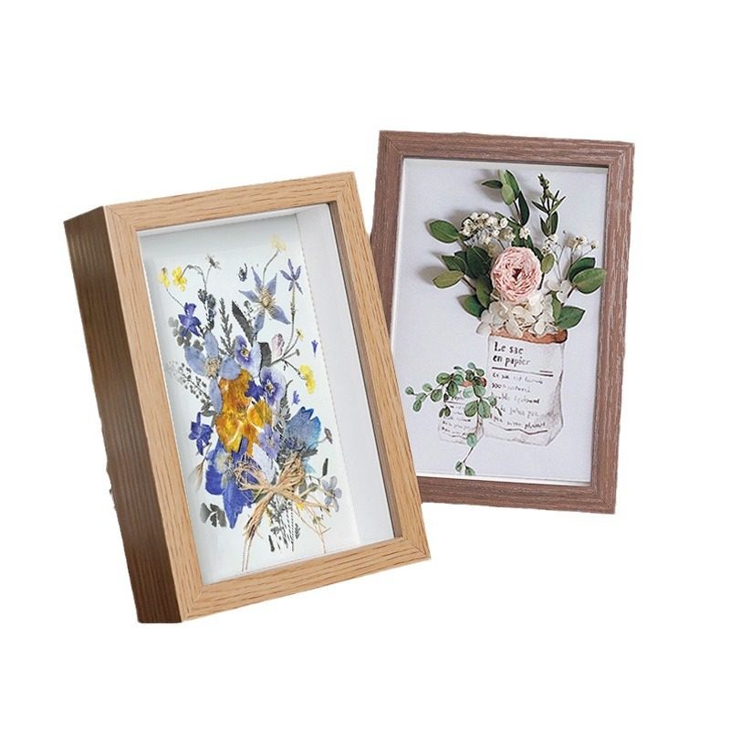 Square Stereo Hollow Solid Wood Photo Frame Retro Butterfly Handmade Wooden Picture Frame Table Wholesale Solid Wood Hollow Photo Frame