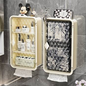 Toilet Small Wall Cabinet Bathroom Rack Wall Toilet Washstand Punch-Free Wall-Mounted Storage Cabinet Above Toilet