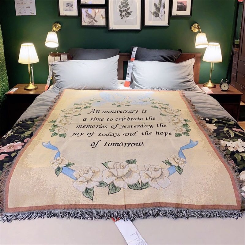 Cross-Border American Country Retro Thread Blanket Sofa Towel Full Cover Cloth Four-Season Decorative Cloth Cover Sofa Cushion Cover Blanket