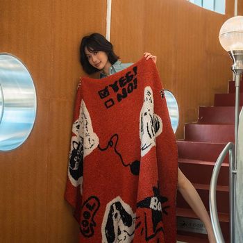 Multifunctional Knitted Half Blanket Blanket Lunch Break Blanket Blanket Autumn and Winter Thickened Lamb Fleece Coral Fleece Blanket Bedroom