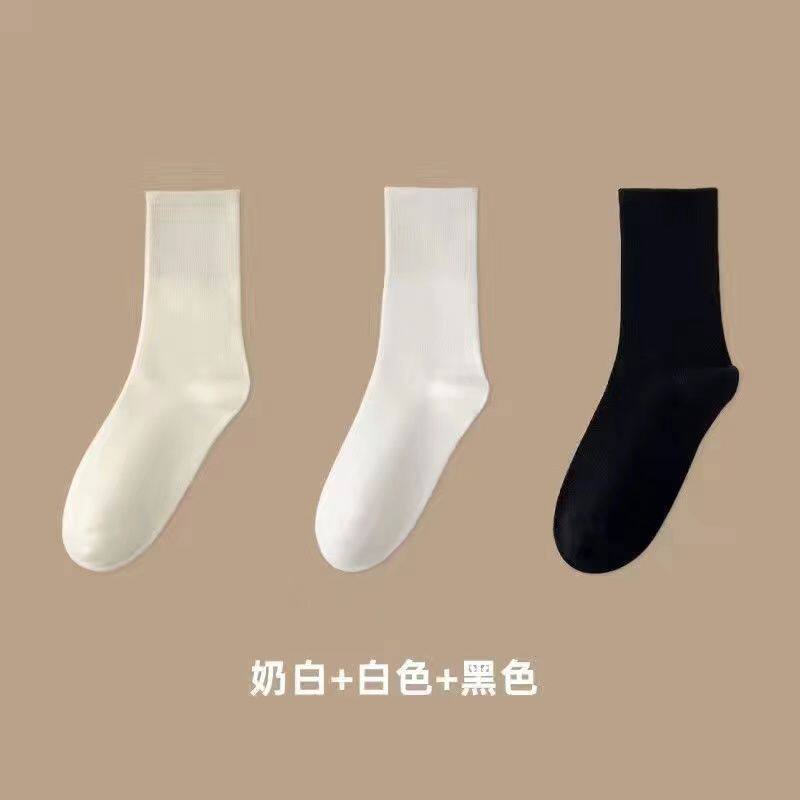 袜子男士防臭吸汗春夏季薄款涤棉中筒袜女运动长筒袜批发诸暨袜业