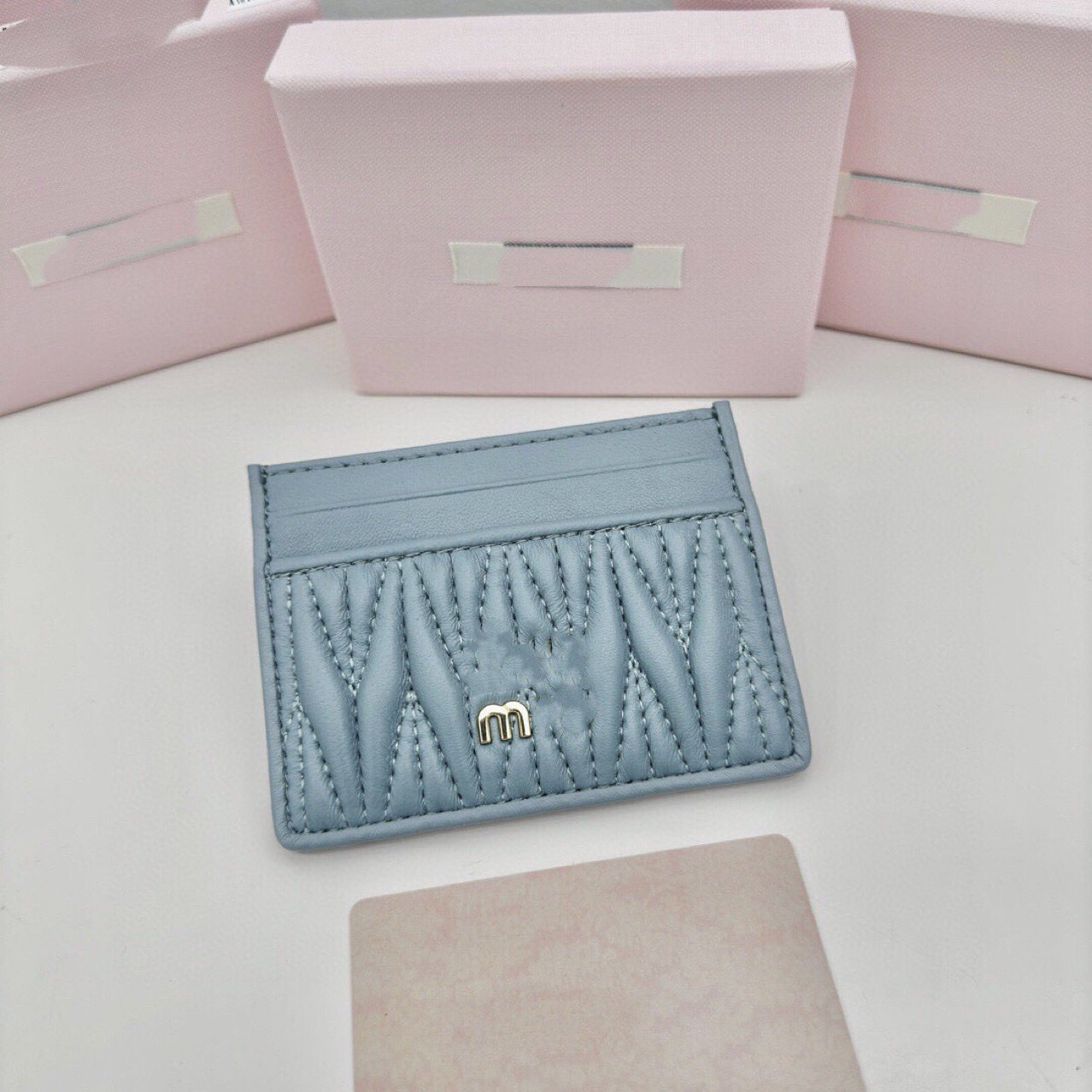 Lambskin Card Holder Fashionable Letter Certificate Storage Multi-Card Ultra-Thin Mini Portable Pleated Muse Card Holder