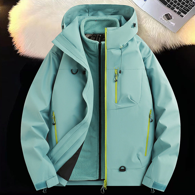 New Outdoor Three-In-One 0.05kg Piece Detachable Jacket for Couples, Windproof and Waterproof Casual Fashion Jacket