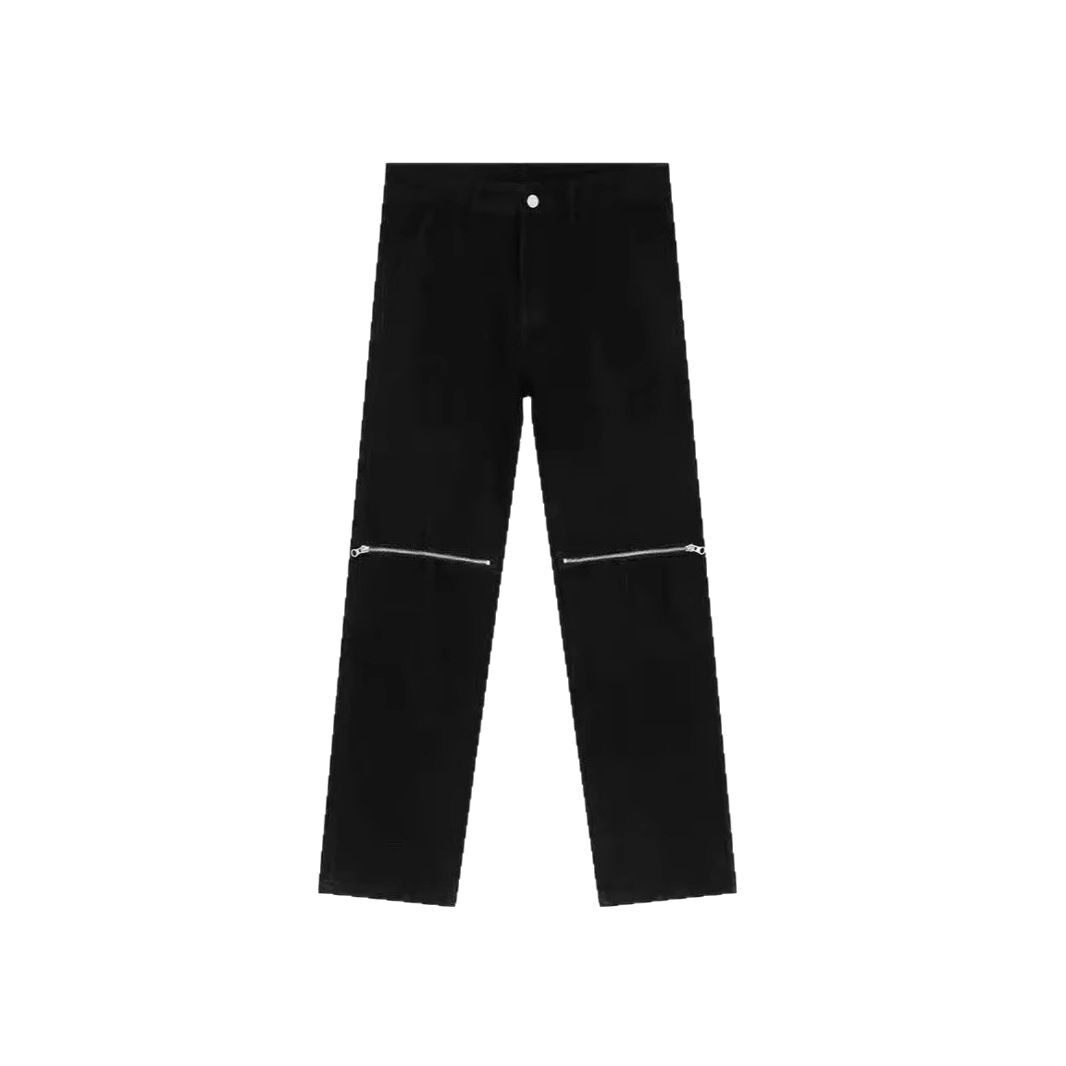 High Street Vintage Black Denim Jeans for Women Loose Fit Knee Cutouts Full Length Spring Summer Fashion Wholesale