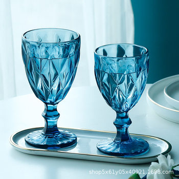 Factory Direct Sales Color Material Original Color Rhombus-Shaped Thickened Beer Cocktail Red Wine Glass Goblet Champagne Glass