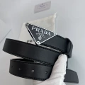 P-shaped silver buckle black background black belt