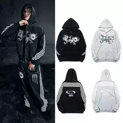 Hip-Hop Retro Multi-Stripe Print Hoodie & Pants Set, Streetwear, Unisex Casual Sweatsuit