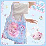 Складная хозяйственная сумка Bow kitten, портативная сумка для защиты окружающей среды, сумка для продуктов из супермаркета, сумка-тоут, вместительная сумка для хранения на одно плечо