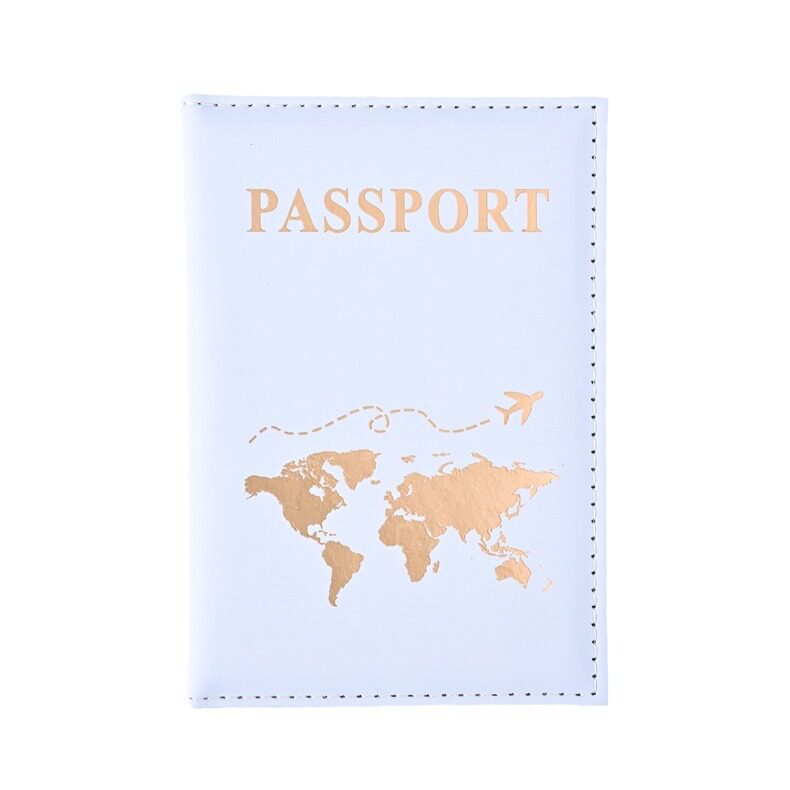 New Bronzing PU Leather World Map Passport Holder Cross-border Travel Passport Protective Cover Card Case