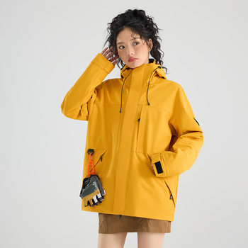 Autumn and Winter Outdoor Jackets for Men and Women, Three-In-One 0.05kg Piece Set, Detachable Couple Jackets, down Mountaineering Jackets, Loose Style