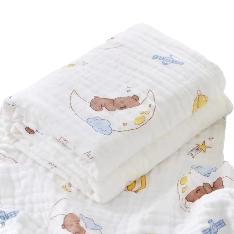 Baby bath towel 110/110 six layer gauze wrapping high density cotton gauze blanket baby bag is in stock wholesale