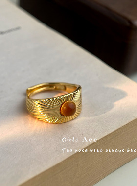 中古古着风时尚开口戒指文艺复古个性设计感食指戒小众轻奢指环