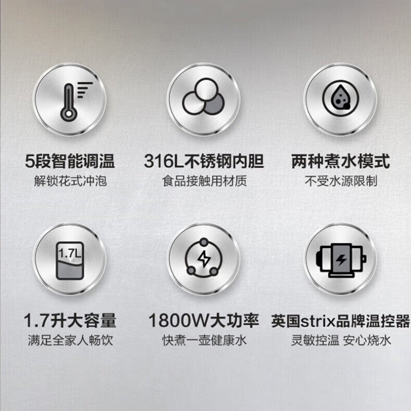 Supor Electric Kettle for Home Use, Insulated Kettle with Automatic Power-Off, 316 Stainless Steel Kettle Sw-17T01A