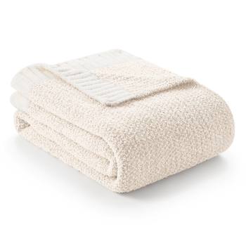 Ivory Sofa Cover Blanket Double-sided Soft Knitted Blanket Warm Comfortable Knitted Plush Lightweight Sofa Bed Picnic