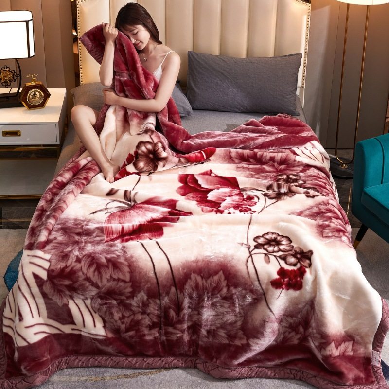 Raschel Blanket Quilt Winter Thickened Double Layer Blanket Wedding Velvet Blanket Sofa Nap Blanket Gift Blanket Wholesale