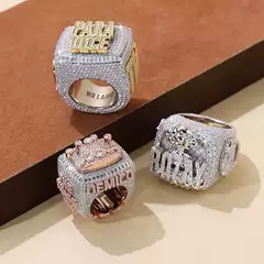 European and American Best-Selling 925 Sterling Silver Moissanite Championship Ring for Men, Direct from the Manufacturer, Customizable and Passable in Diamond Testing