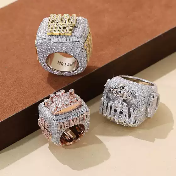 European and American Best-Selling 925 Sterling Silver Moissanite Championship Ring for Men, Direct from the Manufacturer, Customizable and Passable in Diamond Testing