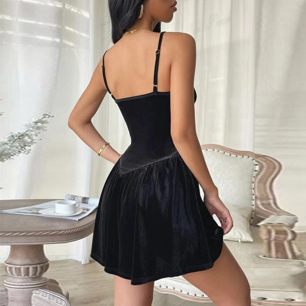 Velvet Party Dress Sexy Sleeveless Design Elegant Mini Length Perfect for Evening Events Wholesale Available