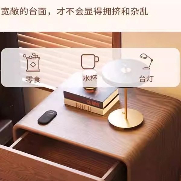 Light Luxury Solid Wood Bedside Table 2025 New Popular Cream Style Walnut Color Home Bedroom Bedside Storage Cabinet