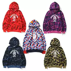 Ape Head Bape Trendy Brand Same Style Camouflage Shark Head 3D Digital Printing Hoodie Sweatshirt Men's and Women's Pullover Jacket