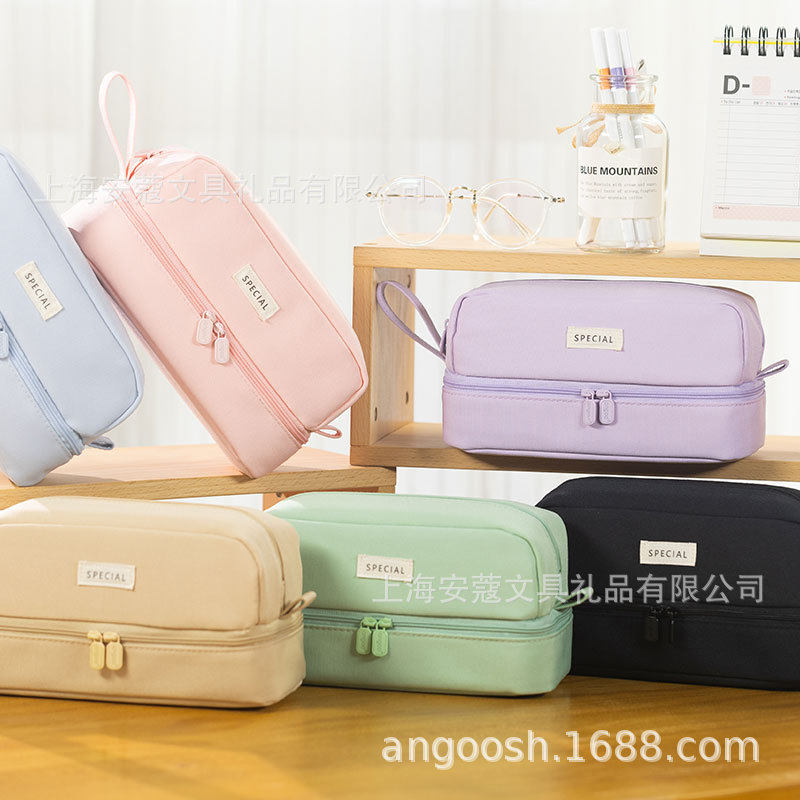 Anke Super Large Capacity Pencil Case for Girls Junior High School Students Pencil Case for Primary School Students Senior high school Students High Color Value Stationery