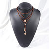 European and American New Bohemian Style Leather Necklace Round Brand Pendant Long Body Chain Multi-layer Brown Leather Neck Chain