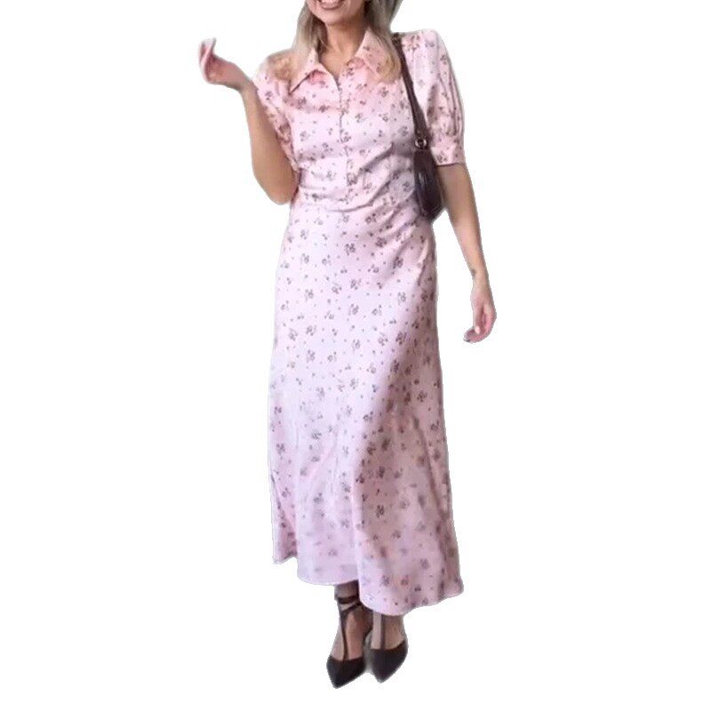 Womens Summer Dress Elegant Floral Print Button Detail Slim Fit Perfect for Casual or Formal Occasions Wholesale