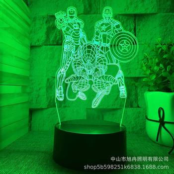 Cross-border 3D Nightlight Marvel Series USB Table Lamp Gift Lamp Bedside Lamp Touch Colorful Remote Control 16 Color ins