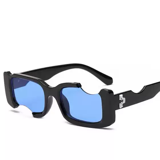 2024 New Trendy Distressed Notch Hole Sunglasses Hip Hop Eyewear Mint Green Shades Fashion Street Style