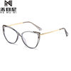 Glasses Frame European and American Explosions TR90 Anti-blue Light Flat Mirror Fashion Fashion Personalized Cat's Eye Plain All-match Color-changing Mirror