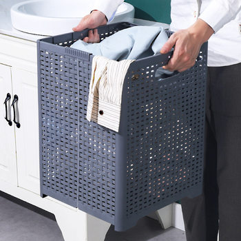 Japanese Style Dirty Clothes Basket Laundry Basket Large Bathroom Folding Dirty Clothes Basket Hollow Plastic Dirty Clothes Storage Basket Toy Basket