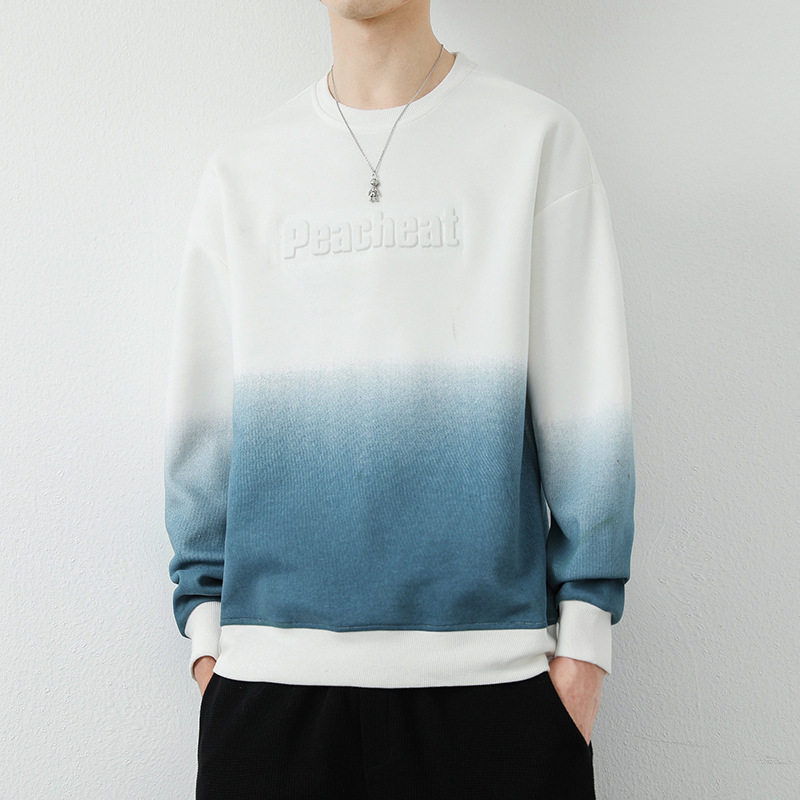 Áo Thun Tay Dài Nam Cổ Tròn Màu Ombre Phong Cách Casual