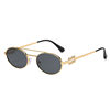 European and American Cone High-End Sunglasses Miaojia Catwalk Style Metal Frame Oval Dark Green Retro Korean Style Sunglasses for Women