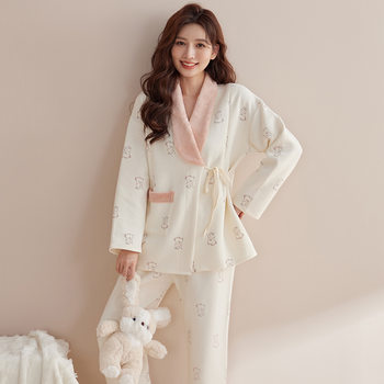 Pure cotton air cotton monthly clothing pajamas for pregnant women in spring and autumn special for pregnant women in autumn and winter postpartum lactation suit