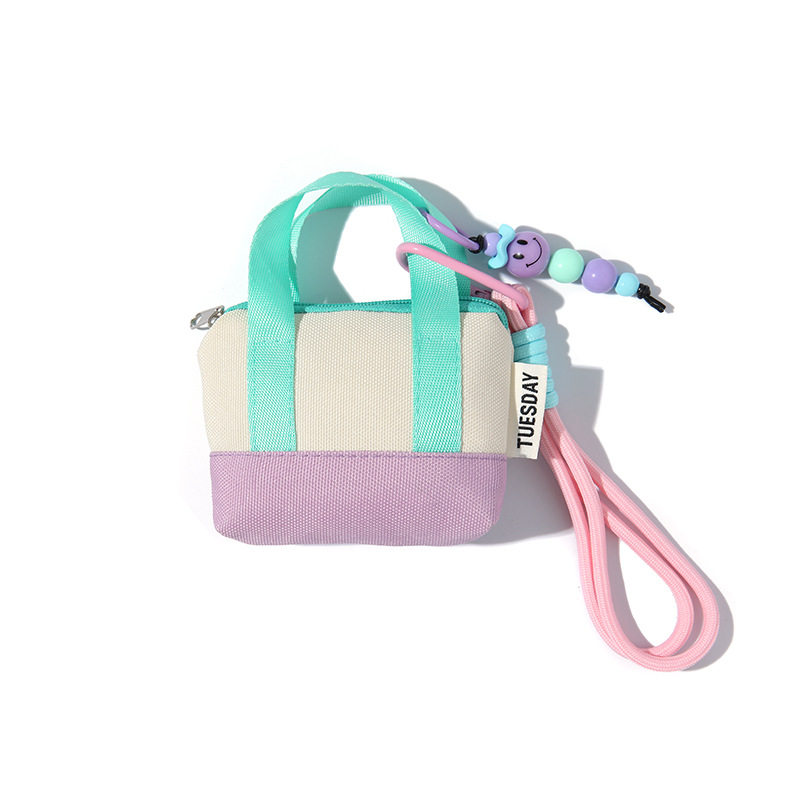Dopamine Pink Mini Handbag Headphone Bag Storage Box Data Cable Protective Cover Organizer Bag Coin Card Holder Trendy